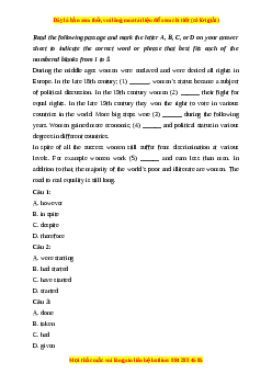 Đề thi cuối kì 2 Tiếng Anh lớp 12 trường THPT Nguyễn Huệ năm 2023