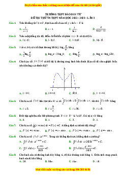 Đề thi thử Toán trường Đào Duy Từ lần 3 năm 2023