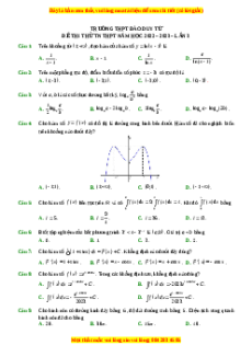 Đề thi thử Toán trường Đào Duy Từ lần 3 năm 2023