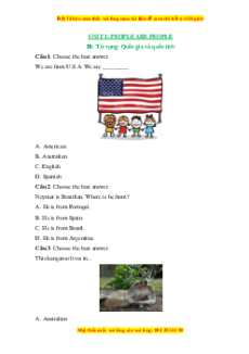 Trắc nghiệm Unit 1: People are people Tiếng Anh 6 English Discovery