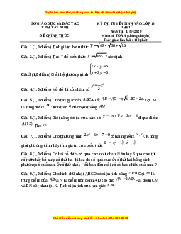 Đề thi vào 10 môn Toán tỉnh Tây Ninh (Hệ không chuyên) năm 2021