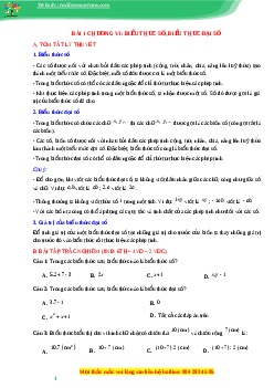 Chuyên đề Biểu thức số. Biểu thức đại số Toán 7 Cánh diều