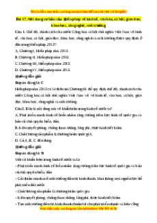 Trắc nghiệm Bài 17: Nội dung cơ bản của Hiến pháp về kinh tế, văn hóa, xã hội, giáo dục, khoa học, công nghệ, môi trường