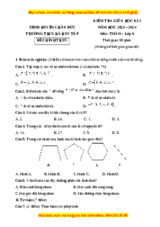 Đề thi giữa kì 1 Toán 6 Chân trời sáng tạo Trường THCS Hà Huy Tập - Bà Rịa Vũng Tàu