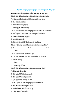 Trắc nghiệm Bài 20: Ứng dụng công nghệ cao trong nuôi thủy sản Công nghệ 12 Lâm nghiệp-Thủy sản Cánh diều