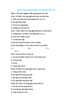 Trắc nghiệm Bài 20: Ứng dụng công nghệ cao trong nuôi thủy sản Công nghệ 12 Lâm nghiệp-Thủy sản Cánh diều