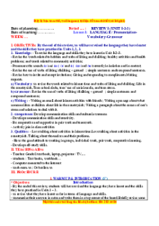 Giáo án Review 1 Tiếng Anh 8 Global success