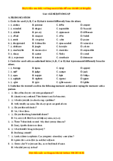 Trắc nghiệm Unit 1: Generation gap Tiếng Anh 11 - Nguyễn Ngọc Châu