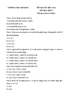 Đề thi giữa kì 2 Hóa 9 trường THCS Đại Phú năm 2023