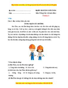 Bài tập cuối tuần Tiếng việt lớp 1 Tuần 27 Cánh diều (có lời giải)