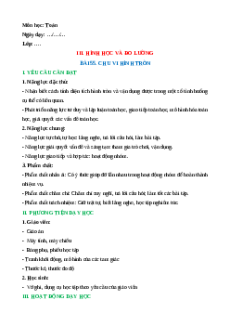 Giáo án Diện tích hình tròn Toán lớp 5 Cánh diều