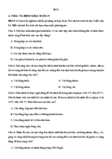 Bộ 3 đề thi Giữa kì 1 Vật Lí 12 cấu trúc mới (có tự luận) Kết nối tri thức