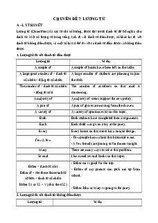 Chuyên đề Lượng từ (Ôn thi Tốt nghiệp Tiếng Anh 2025)
