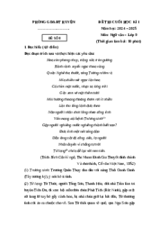 Đề thi Cuối kì 1 Ngữ văn 9 Kết nối tri thức 2024 (Đề 8)