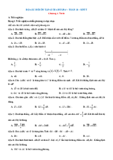 Bài tập ôn tập + Đề kiểm tra Toán 10 Kết nối tri thức chương 4