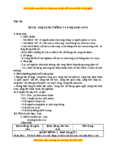 Giáo án Ánh sán trắng và ánh sáng màu Vật lí 9