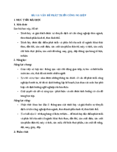 Giáo án Bài 13 Địa lí 12 Cánh diều: Vấn đề phát triển công nghiệp