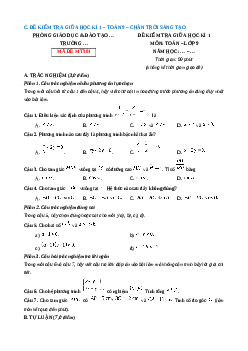 Đề thi giữa kì 1 Toán 9 Chân trời sáng tạo (Đề 6)