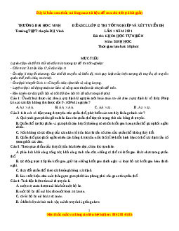 Đề thi thử Sinh Học trường Chuyên Vinh lần 1 năm 2021