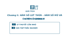 Giáo án Powerpoint Bài ôn tập chương 2 Toán 12 Giải tích