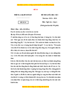 Đề thi giữa kì 1 Ngữ văn 6 Cánh diều (đề 10)