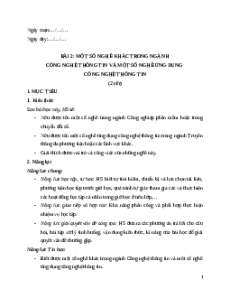 Giáo án Chủ đề G Bài 2 Tin học 12 Cánh diều: Một số nghề khác trong ngành Công nghệ thông tin