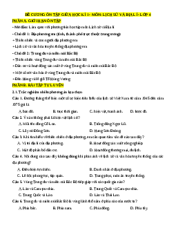 Đề cương ôn tập Giữa kì 1 Lịch sử&Địa lí 4 cấu trúc mới (dùng chung cả 3 sách)