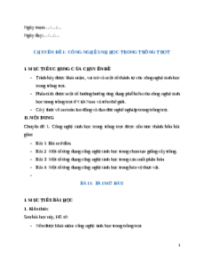 Giáo án chuyên đề Bài 1: Mở đầu Công nghệ trồng trọt 10 Kết nối tri thức