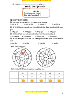 Bài tập cuối tuần Toán lớp 3 Tuần 5 Kết nối tri thức (Phiên bản 2)