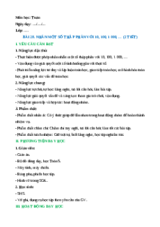 Giáo án Nhân một số thập phân với 10, 100, 1000, … Toán lớp 5 Cánh diều