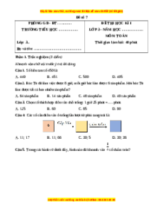 Đề thi cuối kì 1 Toán lớp 3 Chân trời sáng tạo - Đề 7
