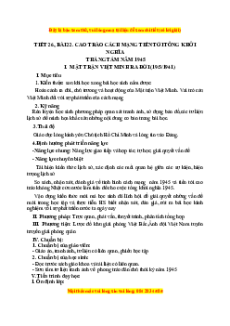 Giáo án Bài 22 Lịch sử 9: Cao trào cách mạng tiến tới tổng khởi nghĩa tháng Tám năm 1945