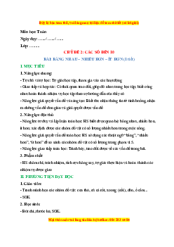 Giáo án Bằng nhau, nhiều hơn, ít hơn Toán lớp 1 Chân trời sáng tạo