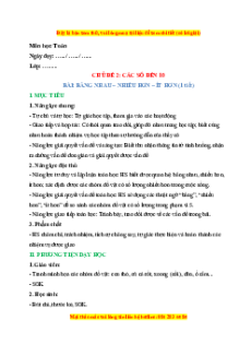 Giáo án Bằng nhau, nhiều hơn, ít hơn Toán lớp 1 Chân trời sáng tạo