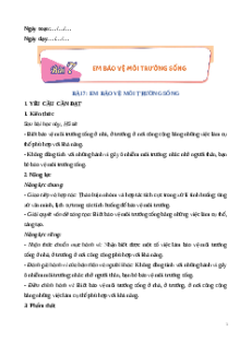 Giáo án Bài 7: Em bảo vệ môi trường sống Đạo đức lớp 5 Cánh diều