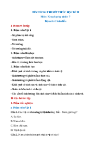 Đề cương Cuối kì 2 KHTN 7 Cánh diều có đáp án