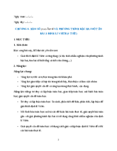 Giáo án Định lí Viète Toán 9 Chân trời sáng tạo