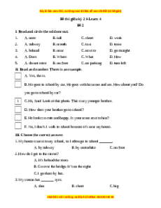 Đề thi giữa kì 2 Tiếng Anh lớp 4 i-Learn Smart Start (Đề 2)