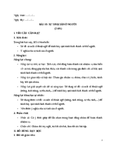 Giáo án Bài 15: Sự sinh sản ở người Khoa học lớp 5 Cánh diều