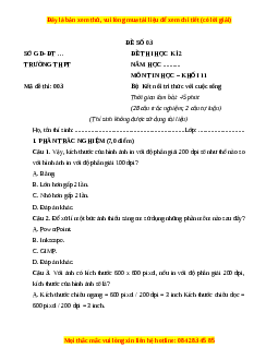 Đề thi cuối kì 2 Tin học 11 Kết nối tri thức (Đề 3)