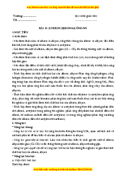 Giáo án Hydrocarbon không no Hóa học 11 Chân trời sáng tạo