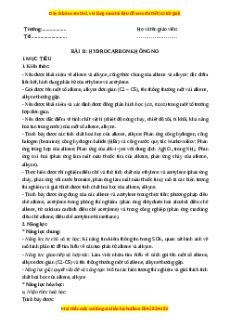 Giáo án Hydrocarbon không no Hóa học 11 Chân trời sáng tạo