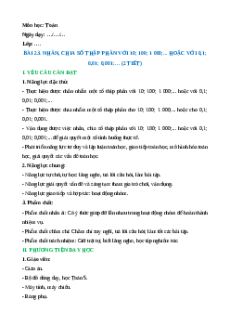 Giáo án Nhân, chia số thập phân với 10; 100; 1000;... Toán lớp 5 Kết nối tri thức