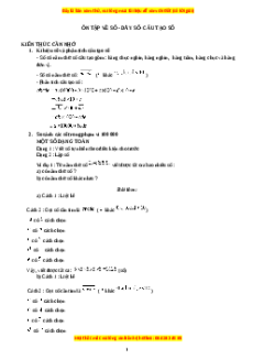 Chuyên đề Ôn tập số - cấu tạo số - dãy số Toán lớp 3 nâng cao Kết nối tri thức