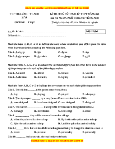 Đề thi thử tốt nghiệp Tiếng Anh trường THPT Ba Đình - Thanh Hóa năm 2024