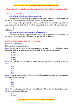 Chuyên đề Xác suất của biến cố ngẫu nhiên trong một số trò chơi đơn giản Toán 7 Cánh diều