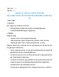 Giáo án Bảng tần số, tần số tương đối ghép nhóm và biểu đồ Toán 9 Kết nối tri thức