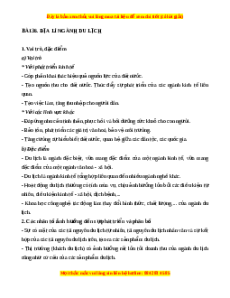 Lý thuyết Địa lý 10 Chân trời sáng tạo Bài 36: Địa lí ngành du lịch