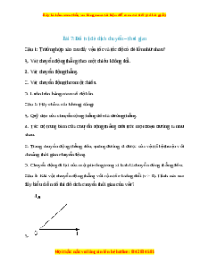 Trắc nghiệm Đồ thị độ dịch chuyển - thời gian Vật lí 10 Kết nối tri thức