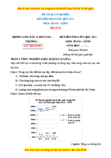 Đề thi giữa kì 2 Toán 8 Cánh diều (Đề 2)